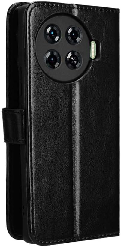 Case suitable for Tecno Spark 20 Pro Plus 4G,Standing design Leather Flip Case with Wallet Card Slots-Black