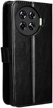 Case suitable for Tecno Spark 20 Pro Plus 4G,Standing design Leather Flip Case with Wallet Card Slots-Black
