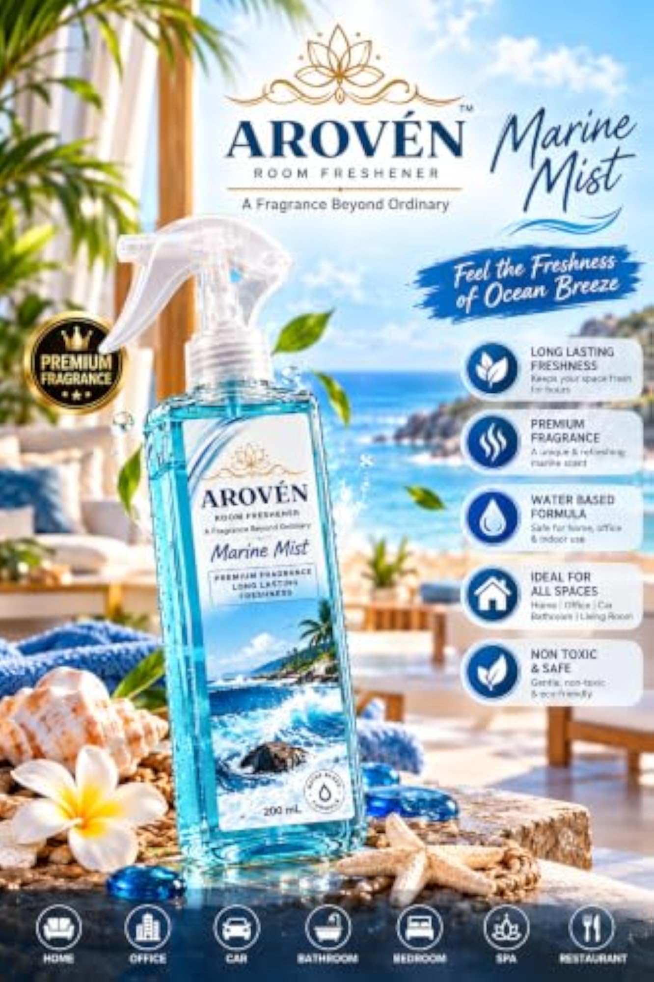 Aroven Marine Mist Room Freshener Spray, 200 ml