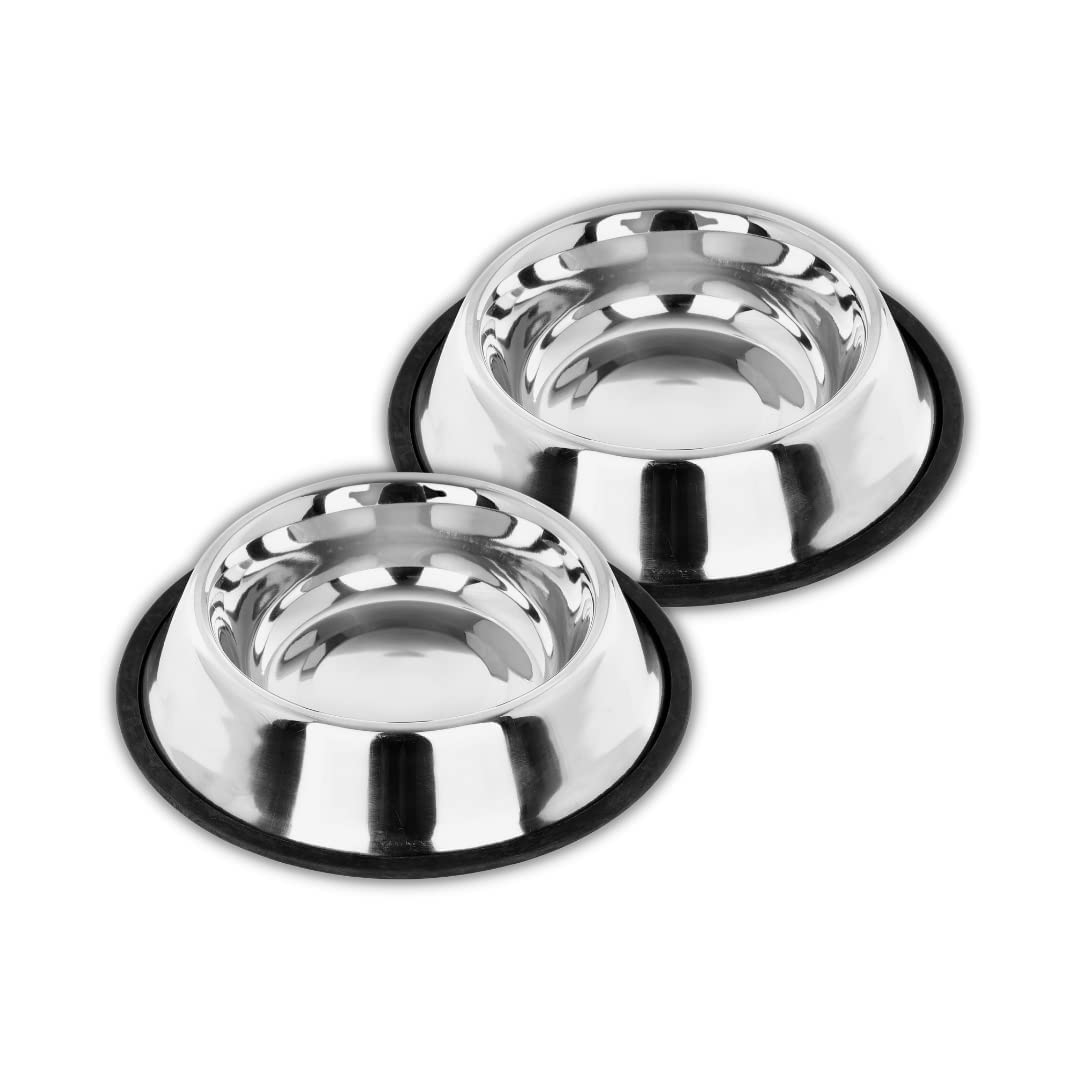 PremiumAV Stainless Steel Pet Bowl 1500 ML 5 No. Size – Non-Slip Food & Water Bowl for Dogs & Cats, Heavy Duty No-Tip De