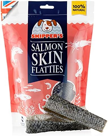 Skipper's Salmon Skin Flatties Dog Treats 100g, Remove Plaque, Healthy Source of Omega Oils, Naturally Low in Fat