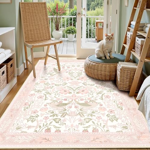Tapete rosa 3'x5' lavable para interiores miniatura 2