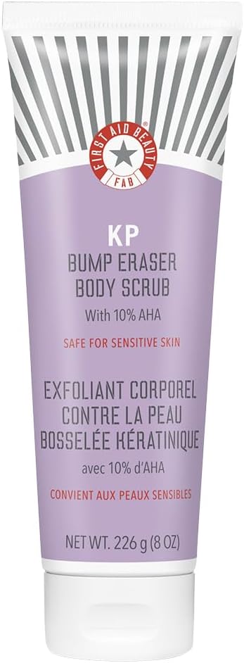 First Aid Beauty KP Bump Eraser Body Scrub with 10% AHA, Keratosis Pilaris Skin Exfoliator with Glycolic and Lactic acids