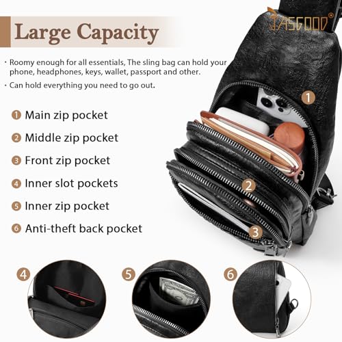 Image of JASGOOD Anti Theft Small Sling Bag for Women Leather Fanny Packs Crossbody Bags Trendy Anti-Theft Sling Purse for Travel