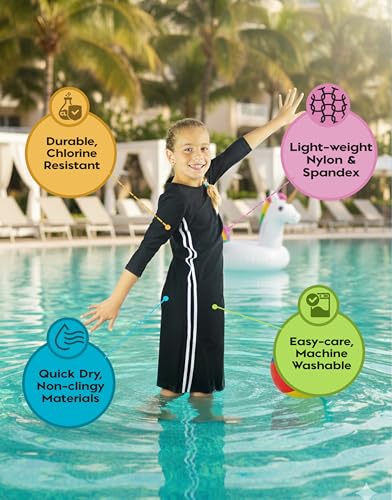 Image of Girl One Piece Modest Long Sleeve Swim Dress