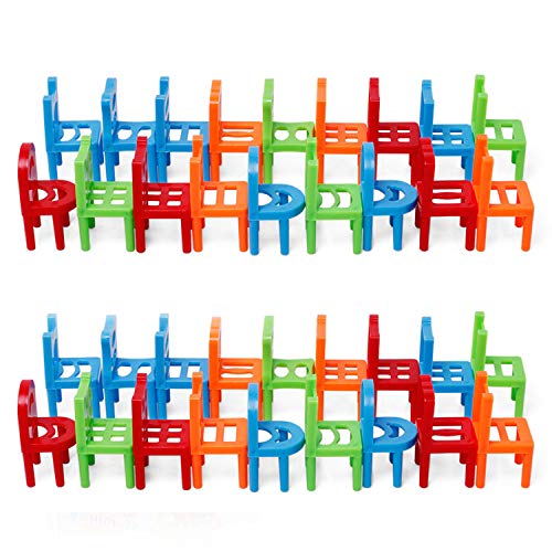 Carykon Children Stacking Chairs Diy Balance Chair Stool Parent-Child Gathering Puzzle Board Game Early Childhood Educational Color Chair Stacking Toys (36-Piece Set) #TOP2
