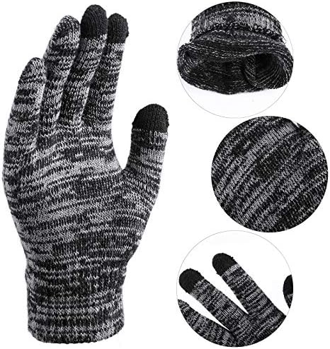 Cooraby 2 Pairs Men or Women's Winter Touch Screen Magic Gloves Warm Knit Gloves Typing Texting Gloves