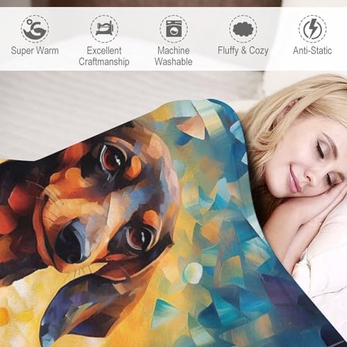 Manta para perro grande en el sofá de salón con forro polar suave 6