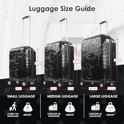 FUL Disney Mickey Mouse 21 Inch Carry On Luggage, Molded Hardshell Rolling Suitcase with Spinner Wheels, Black by FUL - Image 6