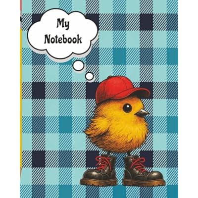 Little Chick In Big Boots School Notebook - 8x10 in - 150 Pages - Turquoise Blue Plaid