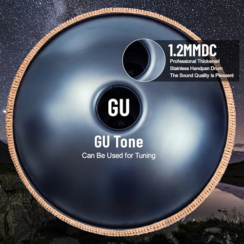 LOMUTY Professional Handpan Drum 22 Inch,432Hz Hand Drum with D Minor Kurd Tuning 9 Notes - Percussion Instrument for Advanced Players,Hand Pan (Blue)