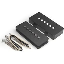 Alnico 5 String Bass Pickup DIY Kit for Jazz Bass, Adjustable Height with Wax Coated Cable, Plastic and Metal Construction for Neck or Bridge Position, BlackQin neck
