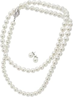 [咲屋] パールネックレス 8mm 80cm ホワイト シルバーブラック ナチュラル ケース付き 貝パール 真珠 冠婚葬祭 卒業式 入学式 花珠級 天然貝核