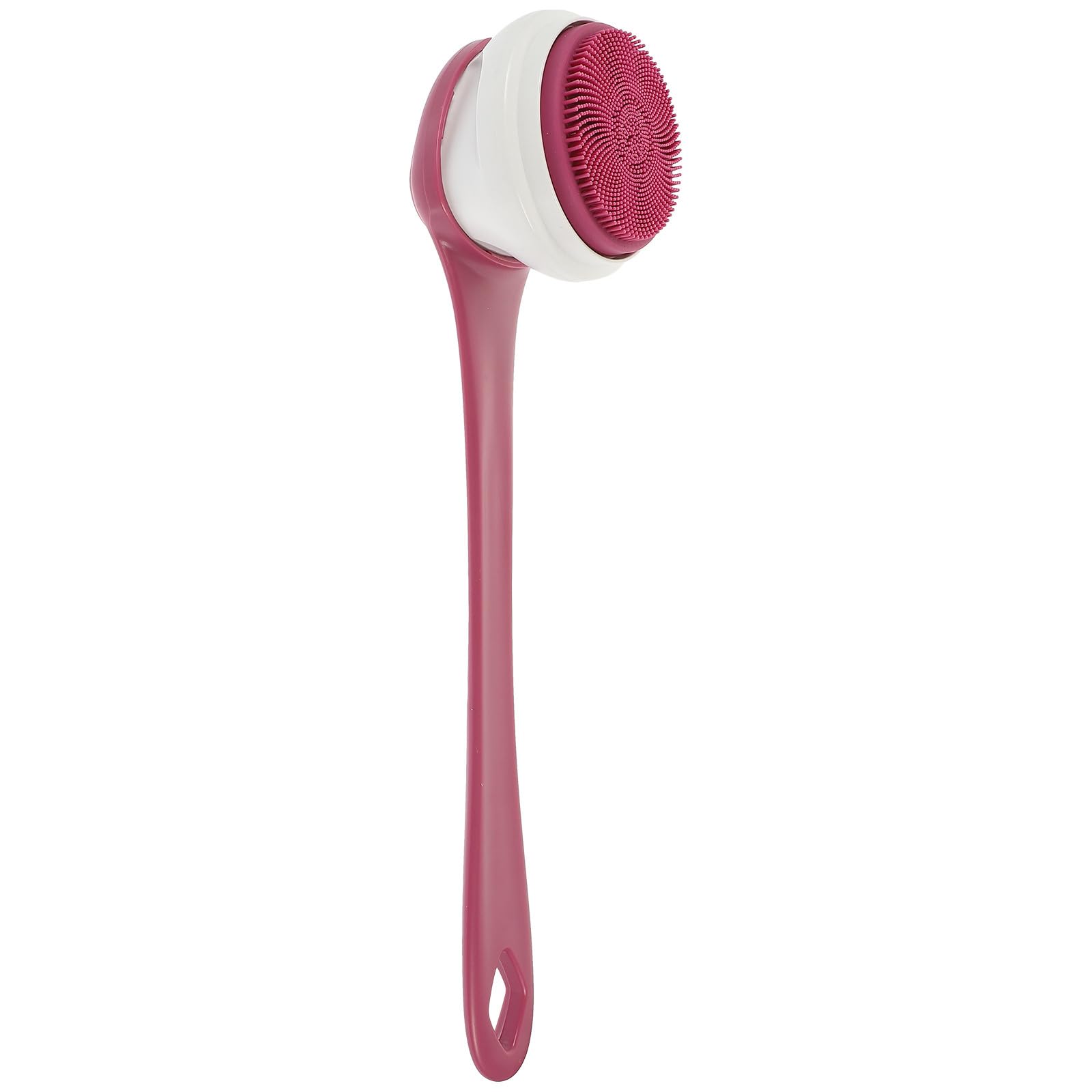 Lurrose Cepillo de Ducha Eléctrico Adecuado para Limpieza y Masaje Cutáneo Mango Largo, Exfoliante Corporal de Silicona 3 Niveles de Ajuste