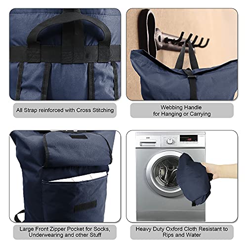 Beegreen Laundry Backpack Bag Extra Large 115L With Padded Shoulder Strap & Front Pocket,Drawstring Closure Portable Heavy Duty Laundry Bag Backpack For College Dorm Apartment Essentials Travel Navy #TOP5