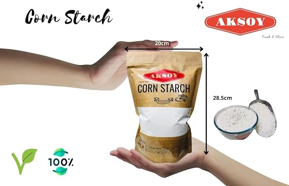 AKSOY 100% Pure Corn Starch | 1.25 KG Airtight Container | All Natural Thickener for Soups, Stews, Gravy, Baking Pies, Puddings & Cakes | Non-GMO, Vegan, Food-Grade