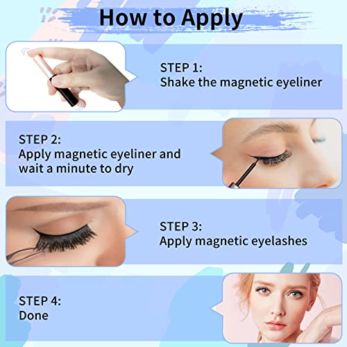 Magnetic Eyelashes Kit,Reusable Magnetic Lashes Natural Look And Long Lasting,10 Pairs Lightweight False Eyelashes With Eyeliner＆Tweezers, Easy To Wear, No Glue Needed … #TOP5