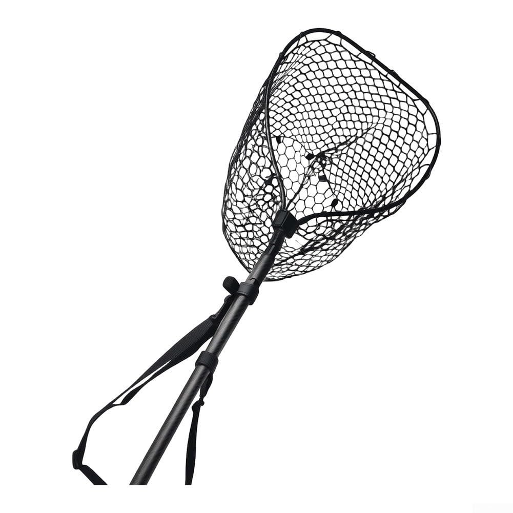Red de aterrizaje plegable de fibra de carbono con malla suave para estanque de liberación de peces playa jardín 2,45 m