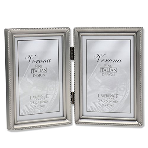 Lawrence Frames Bead Border Design, 3.5X5 Double, Pewter #TOP12