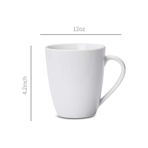 Miniatura 4 de Amazon Basics Porcelana, juego de tazas de café de 12 onzas, 12 unidades, blanco (anteriormente marca AmazonComercial)