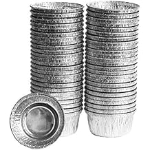 Disposable Ramekins, Foil Baking Cups 4 oz - Heavy Duty, Aluminum Tin Cups with Superior Heat Conductivity, Suitable for Baking, Cooking, Freezer & Oven Safe 50, 4 Oz