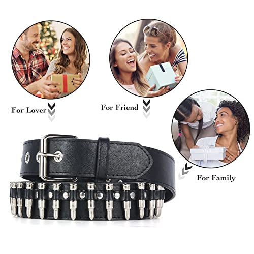 Ruilaibo Bullet Studded Belt Punk Rock Gothic Grunge Stylish With Metal Buckle Artificial Bullet (M For 34-39'') #TOP5