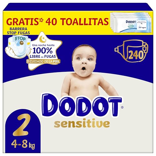 Dodot Pañales Bebé Sensitive, Talla 2 (4-8 kg), 240...