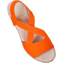 Wedge Sandals for Women Espadrille Platform Ankle Buckle Flat Wedge Heels Cross strap Open Toe Leisure Comfortable Sports Sandals