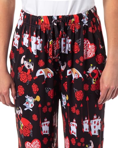 Disney Calça de pijama feminina Alice no País das Maravilhas Rainha de Copas, Preto, XXG