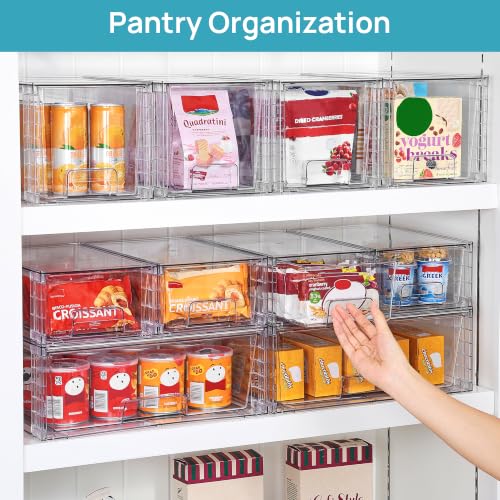 Vtopmart 7 Pack Stackable Storage Drawers, Easily Assemble Clear Plastic Organizer Bins, Storage Drawer Set for Pantry and Kitchen Cabinet Organization, Bathroom or Closet Storage - Image 6