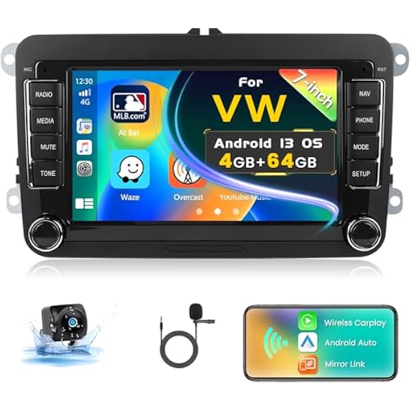 Radio samochodowe Inefala 4G+64G z Androidem, 15,7-calowy ekran dotykowy, stereo, do VW Polo Golf Caddy, Tiguan Touran Passat Seat, radio 2 Din z bezprzewodowym CarPlay i Android Auto, WiFi BT RDS FM