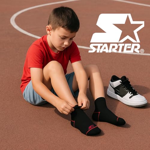starter boys socks 10-pack comfort toe lightweight moisture-wicking socks for toddler big and little boys