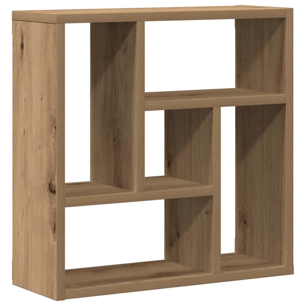 Étagère murale chêne artisanal 5 compartiments : design flottant géométrique