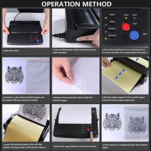 Lafingkiz Tattoo Stencil Printer Tattoo Transfer Machine Tattoo Printer Tattoo Transfer Stencil Machine Thermal Template Printer Copier Tattoo Kit With Free 20Pcs Tattoo Stencil Transfer Paper #TOP4