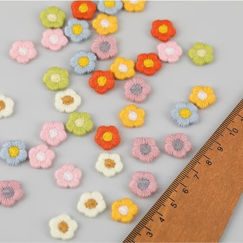 Pack of 50 1.3 cm Flower Applique, Mini Flower Patches, DIY Embroidered Flower Patches, Embroidered Patches, Clothes Patch - Image 2