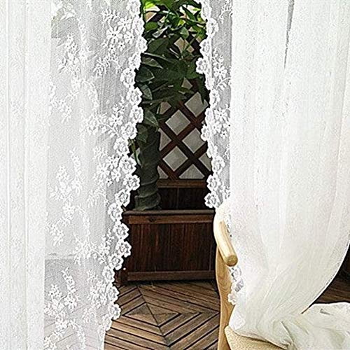 Voile brodée pastorale blanche de haute qualité avec crochets inclus