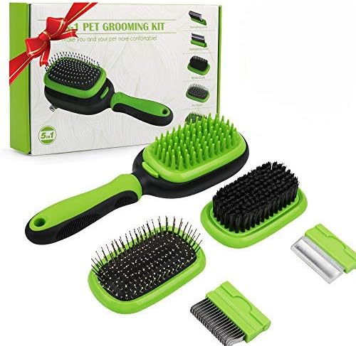 AriTan Updated Pet Brush 5 In 1, Dog and Cat Shedding Grooming Tools Suitable for Long or Short Hair Removes Undercoat, Dander, Dirt,…