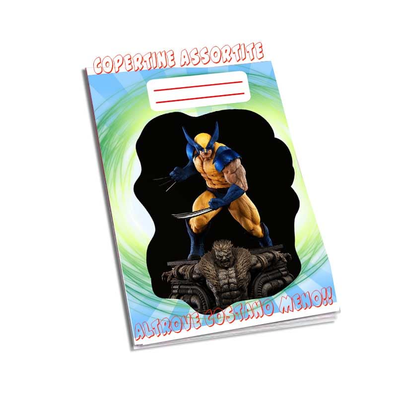 Generico Quaderno Maxi formato A4 - WWolberine Malatigeniali Carta 80gr Copertine Miste - Conf.10 pz (Rigatura 5Mm – Quadretti 5 Mm Senza Margini Per Elementari E Medie)