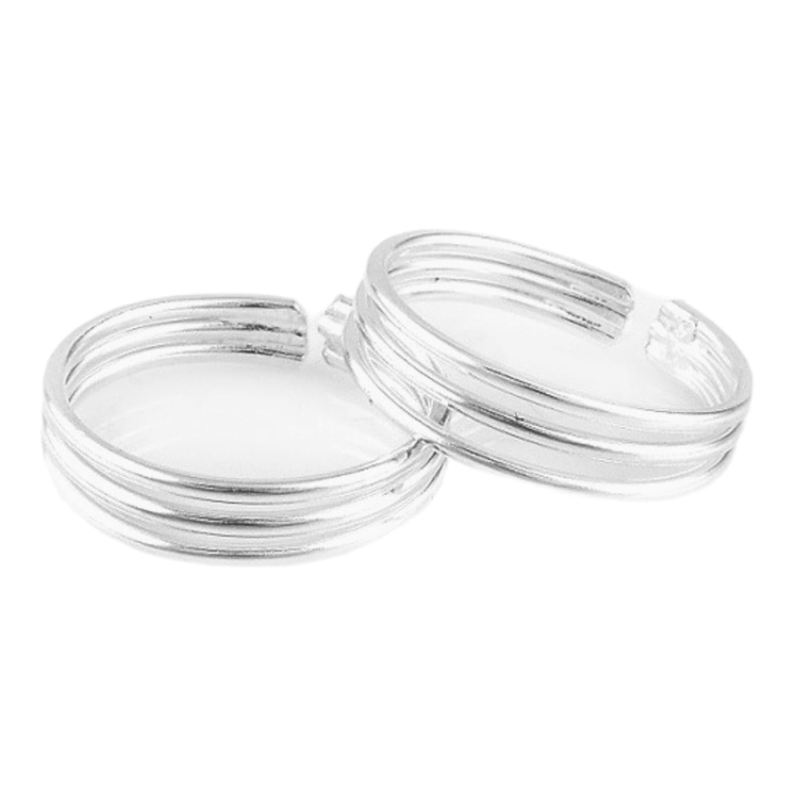 lbv la belle vie LBV 925 Sterling Silver Hydro White Rhodium Plated Back Side Open Three Plain Wire Band Design Toe Ring Pair For Women Free Size Adjustable Comfortable-picture-35