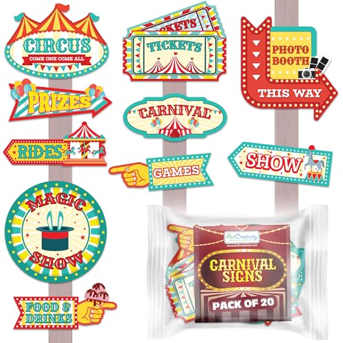 ArtCreativity Carnival Signs - 20 Pack - Circus Events