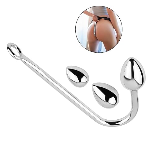 Tabuy 3 Interchangeable Balls Stainless Steel Anal Hook Fetish Bondage Hook Sex Toy for Unisex Adults Couple Lovers Butt Plug Prostate Massage G-spot (Style A)