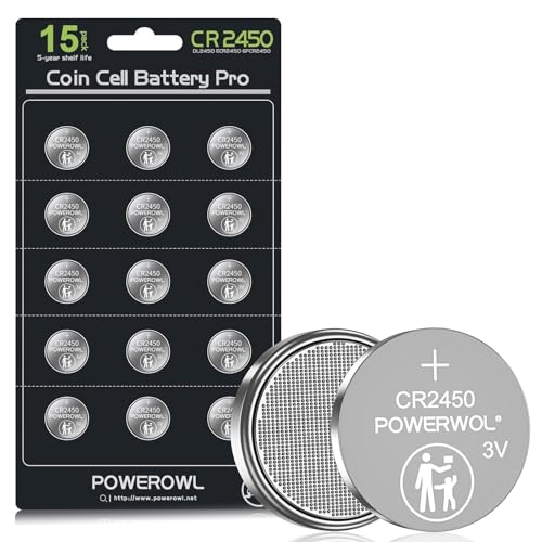 Powerowl Batterie CR2450 3V Litio (Confezione da 15)
