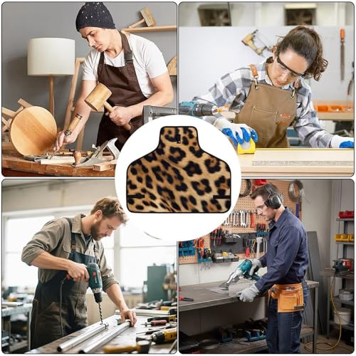 Delantal para trabajo con estampado de leopardo y 8 bolsillos miniatura 6