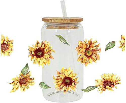 Adhesivo de transferencia UV DTF para tazas de vidrio, impresión de mariposas de plantas de dibujos animados, impresión 3D UV DTF de transferencia