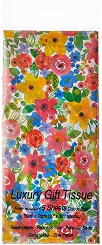 SatinWrap Luxury Printed Tissue Wrapping Paper Watercolour Floral 5 Sheets