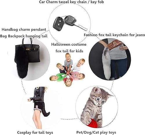 Foto von Putextile Fuchsschwanz Anhänger etwa Fell Schwanz Keychain Extra Groß Schlüsselring Tasche Zusätze Auto Schlüsselketten Anhänger Weich Flaumig Handtasche Dekoration