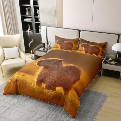 Funda Nordica Cama 135/150 Conejillo de Indias Microfibra Suave 3D Funda Nórdica 220x240 Animales Adorables Ropa de Cama con Cremallera Fundas Edredón con 2 Fundas Almohada e-1541