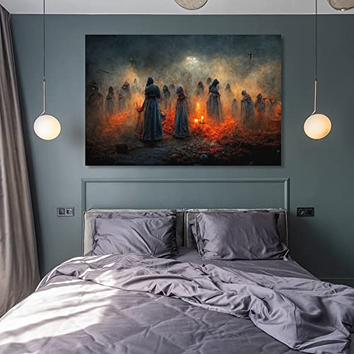 Horror Gothic, Halloween, Witch Art, Female Warrior With Sword, Dark Demon Art Painting Posters (10) Canvas Wall Art Prints For Wall Decor Room Decor Bedroom Decor Gifts 24X36Inch(60X90Cm) Frame-Sty #TOP7