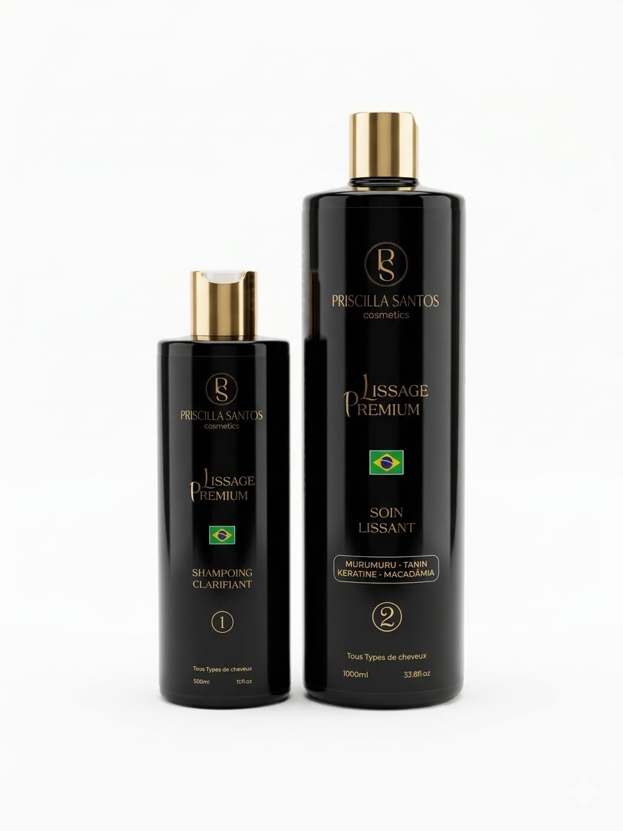 Lissage Premium - Lissage professionnel sans formol 3 en 1 – Lisse, Hydrate et Reconstruit – Tanin, Kératine, Beurre de Murumuru & Huile de Macadamia (1L, 1000, millilitre)