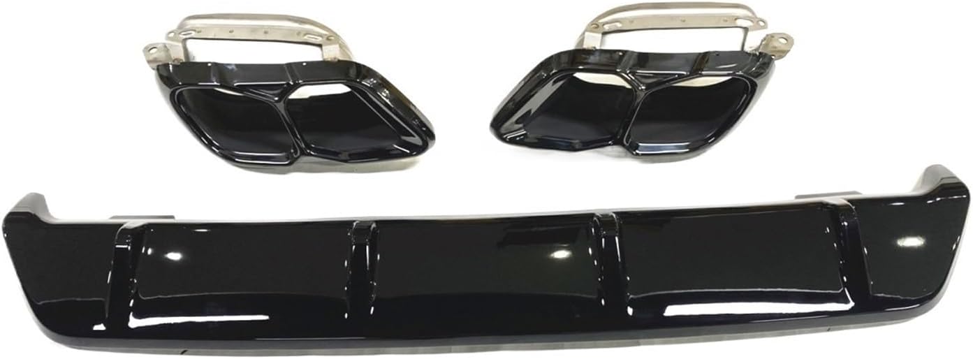光沢のある黒のリアバンパーディフューザースポイラーリップブーツスプリッターカバー + テール排気マフラー先端チップキット と互換性が
